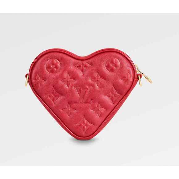 Louis Vuitton Heart On Chain Red Monogram Sac Coeur Love Shoulder Crossbody Bag - Picture 3 of 12
